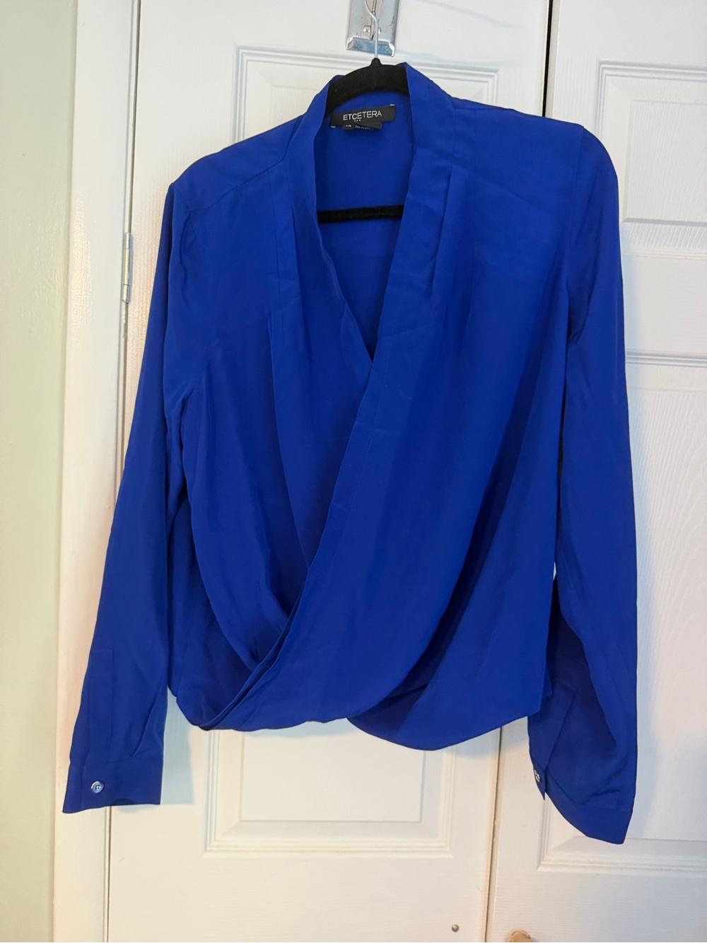 Etcetera Cobalt Blue Draped Wrap Blouse